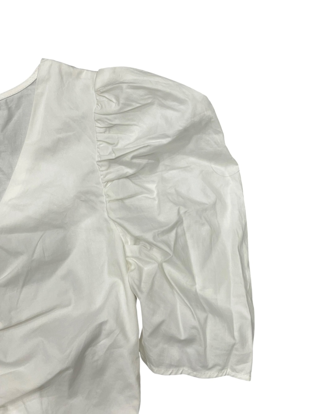 NWT DO+BE | ruffle ruched front top in off white M - Picture 4 of 8